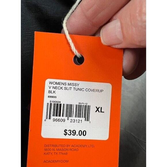 Freely Women's Missy V Neck Slit Tunic Cover Up XL Black XL NWT - Picture 4 of 10